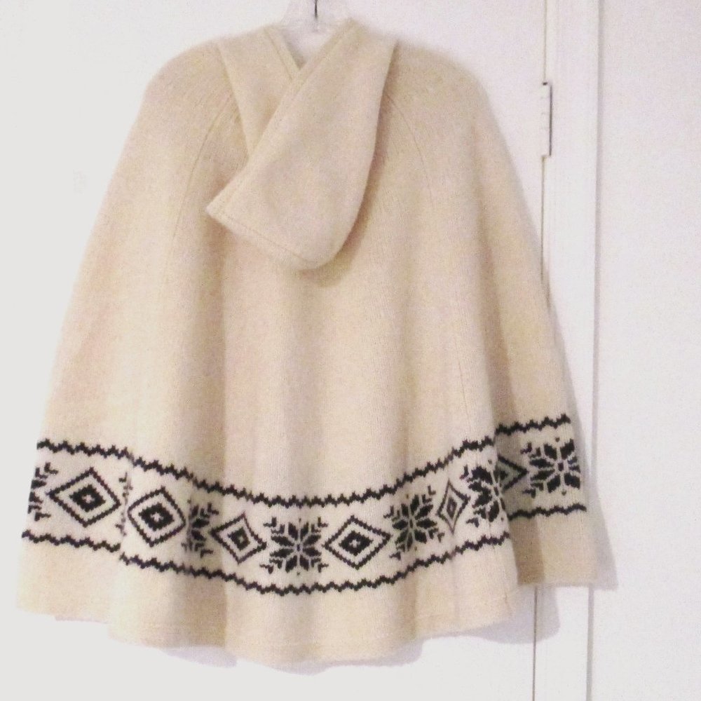 Vintage Ralph Lauren Polo, Fall Autumn, Hooded Poncho w/Country Fair Isle